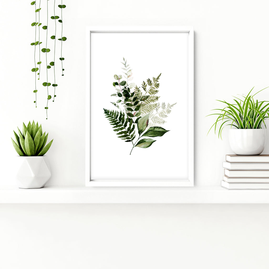Framed Bathroom Wall Art – Set of 3 Green Botanical Prints