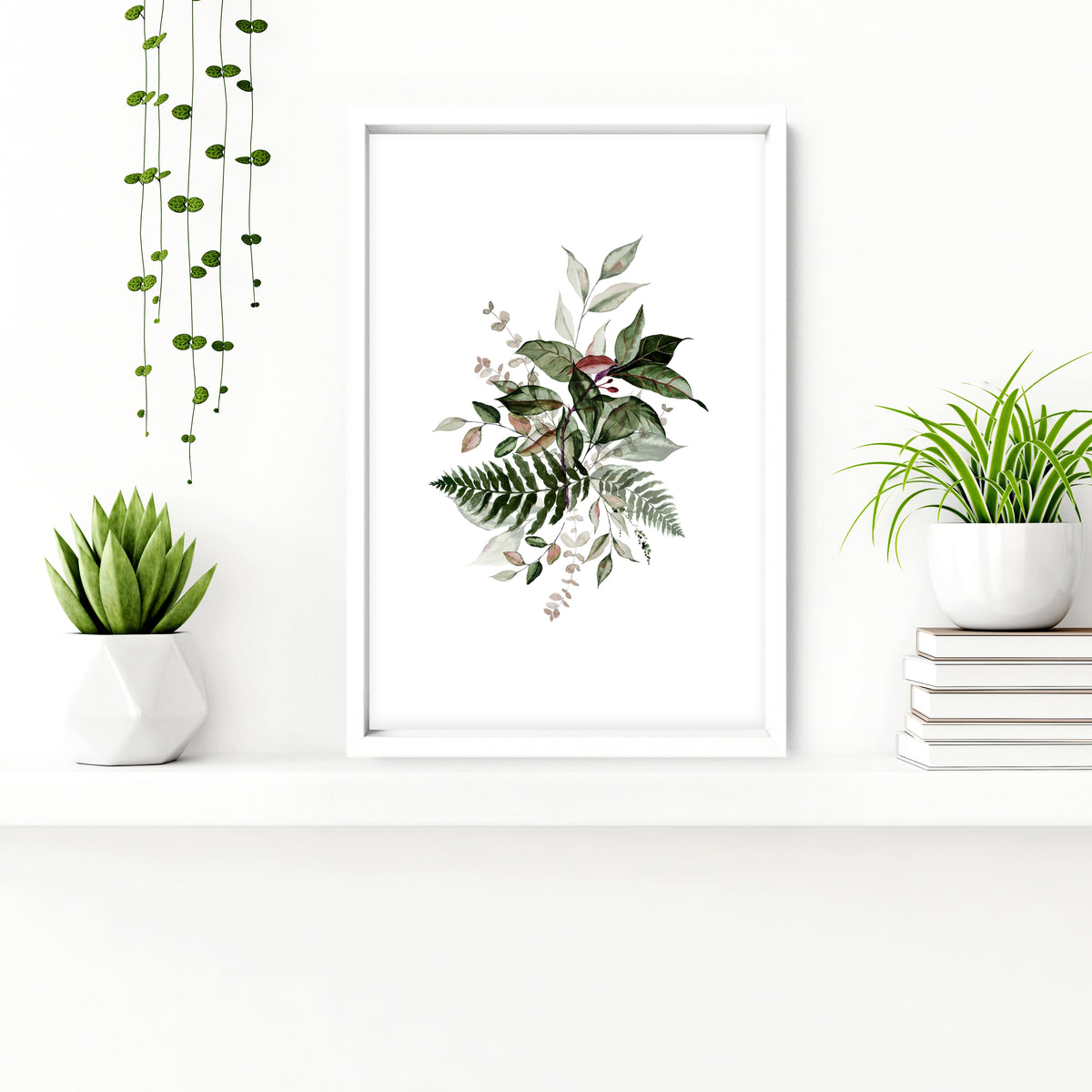 Framed Bathroom Wall Art – Set of 3 Green Botanical Prints