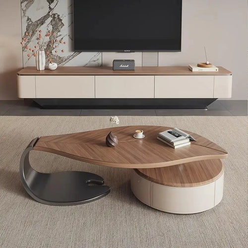 Leaf Shape Solid Wood Coffee Table