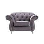 Luxury Chesterfield Velvet Sofa – Dark Grey & Black