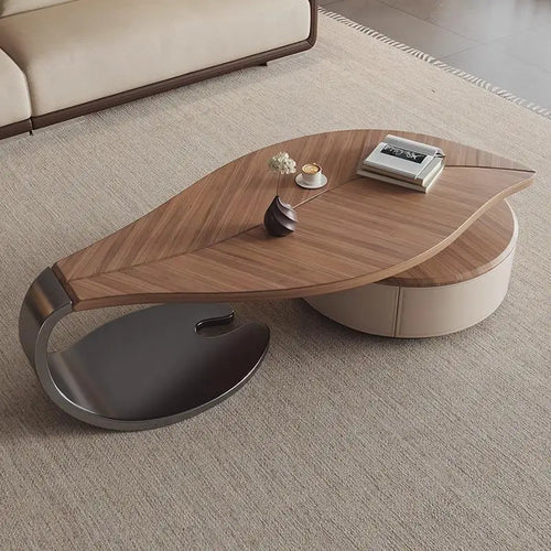 Modern coffee table with a unique design in a living room setting