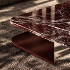 Close-up of Diagrama coffee table with handcrafted hand-hammered metal detail