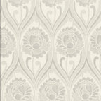 Decorative floral pattern on a light gray background