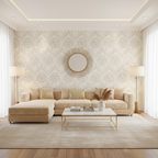 Vintage floral damask Wallpaper -  Pearl White