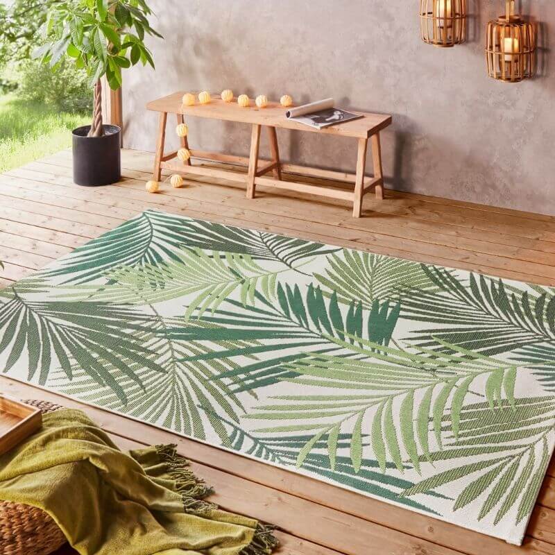 Indoor Outdoor Vai Green Rug – Floral Design