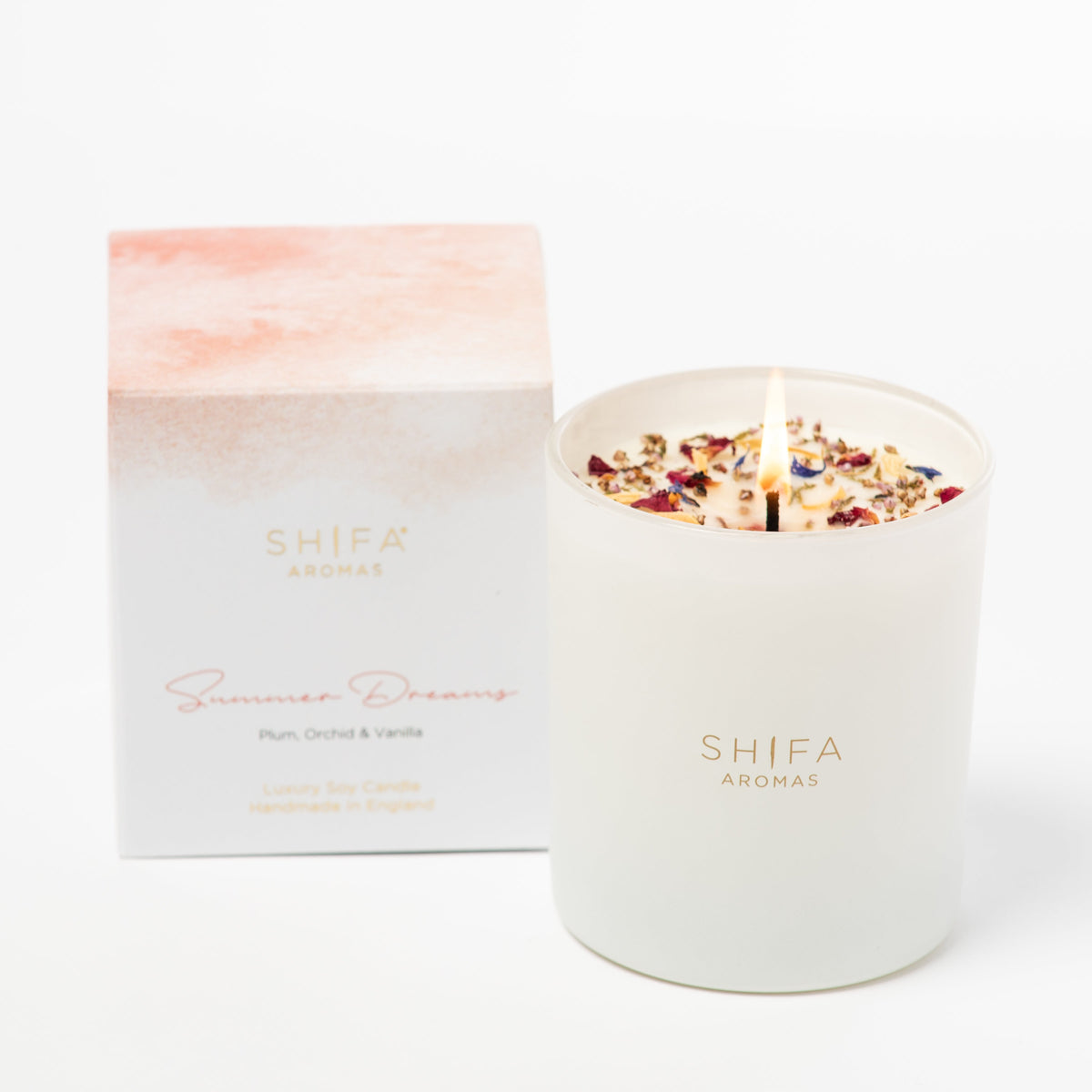 Shifa Aromas candle with packaging on a white background