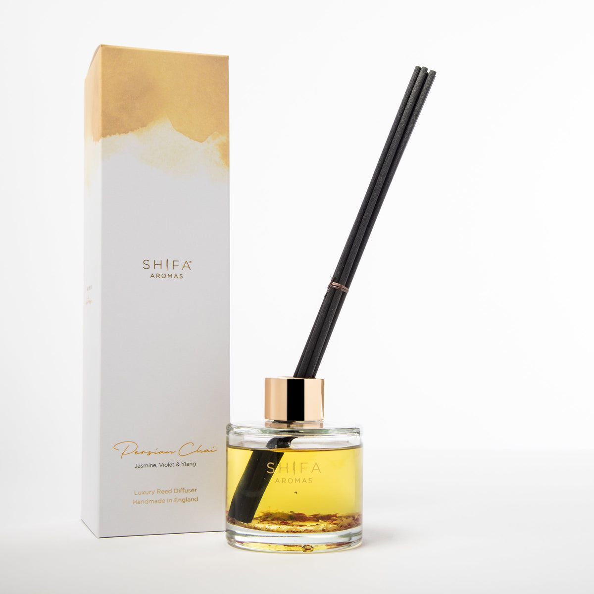 Shifa diffuser bottle with packaging on a white background