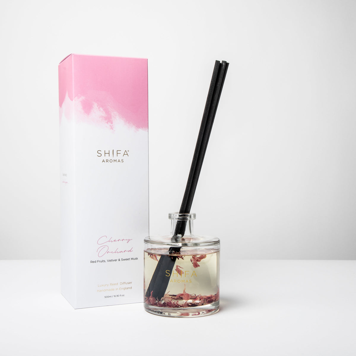 Shifa Aromas diffuser bottle with packaging on a white background