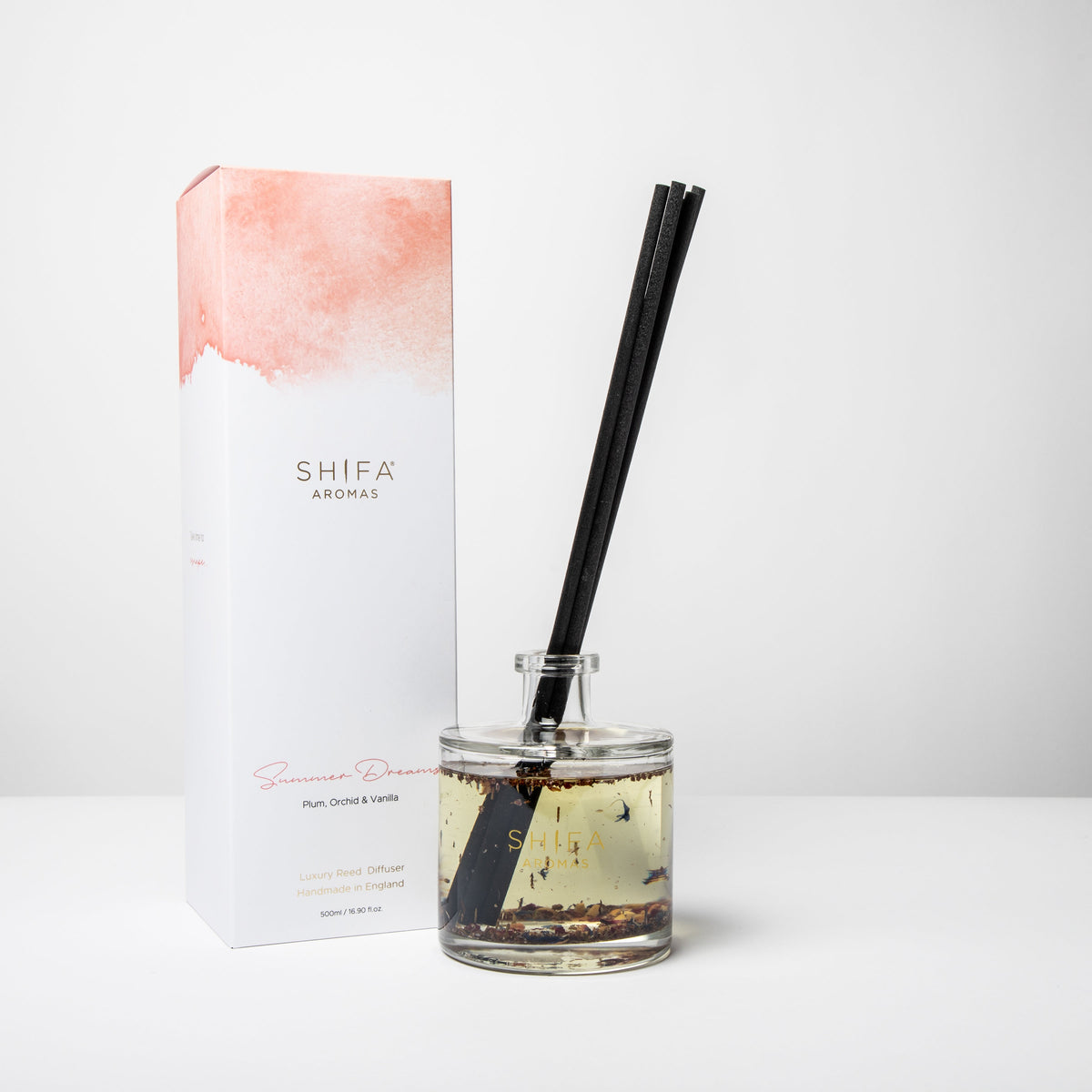 Shifa Aromas diffuser bottle with packaging on a white background