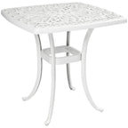 Outsunny Outdoor Garden Table with 38mm Dia. Umbrella Hole, Cast Aluminium Patio End Table with Anti-slip Foot Pads for Garden
