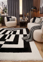 Joli Geometric Black & White Rug