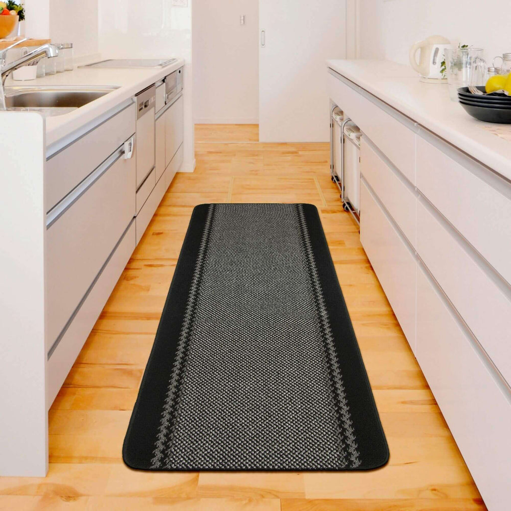 Washable Bordered Black Rug  | 116Bl