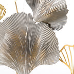 HOMCOM 3D Metal Wall Art Modern Ginkgo Leaves Hanging Wall Sculptures Home Decor for Living Room Bedroom Dining Room, Gold