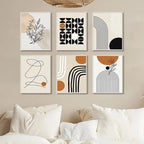 6pcs Boho Abstract Wall Art Prints – Modern Geometric Set