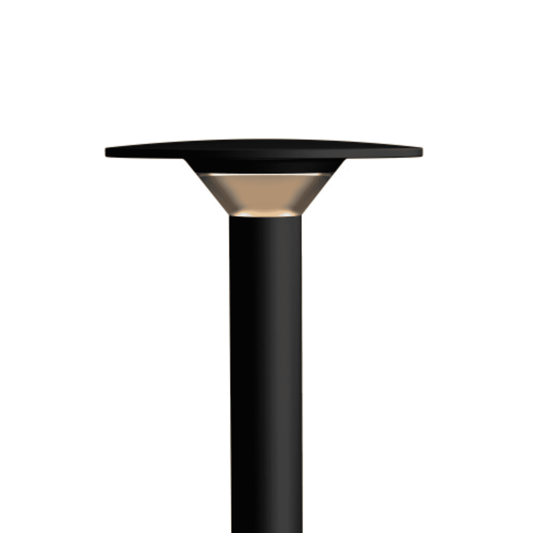 Black outdoor lamp post on a white background