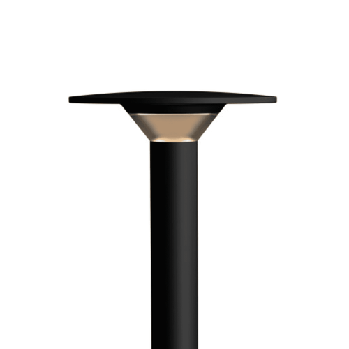 Black outdoor lamp post on a white background