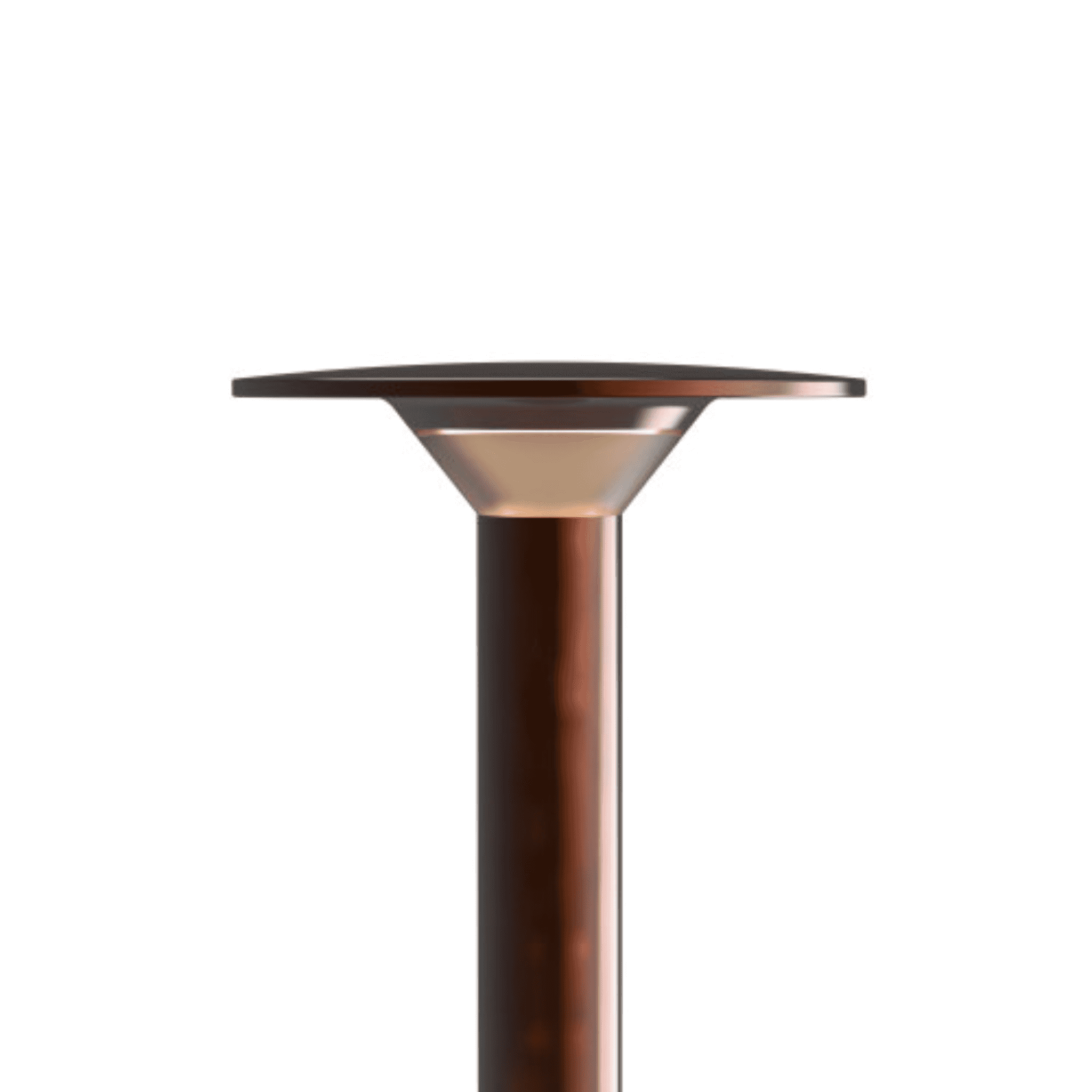 Cylindrical metal object with a flat top on a white background