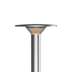 Stainless steel outdoor light fixture on a white background