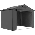 Outsunny 8 x 6 ft Outdoor Garden Storage Shed, Waterproof Bike Tent with Roll-Up Zipper Door, Dark Grey
