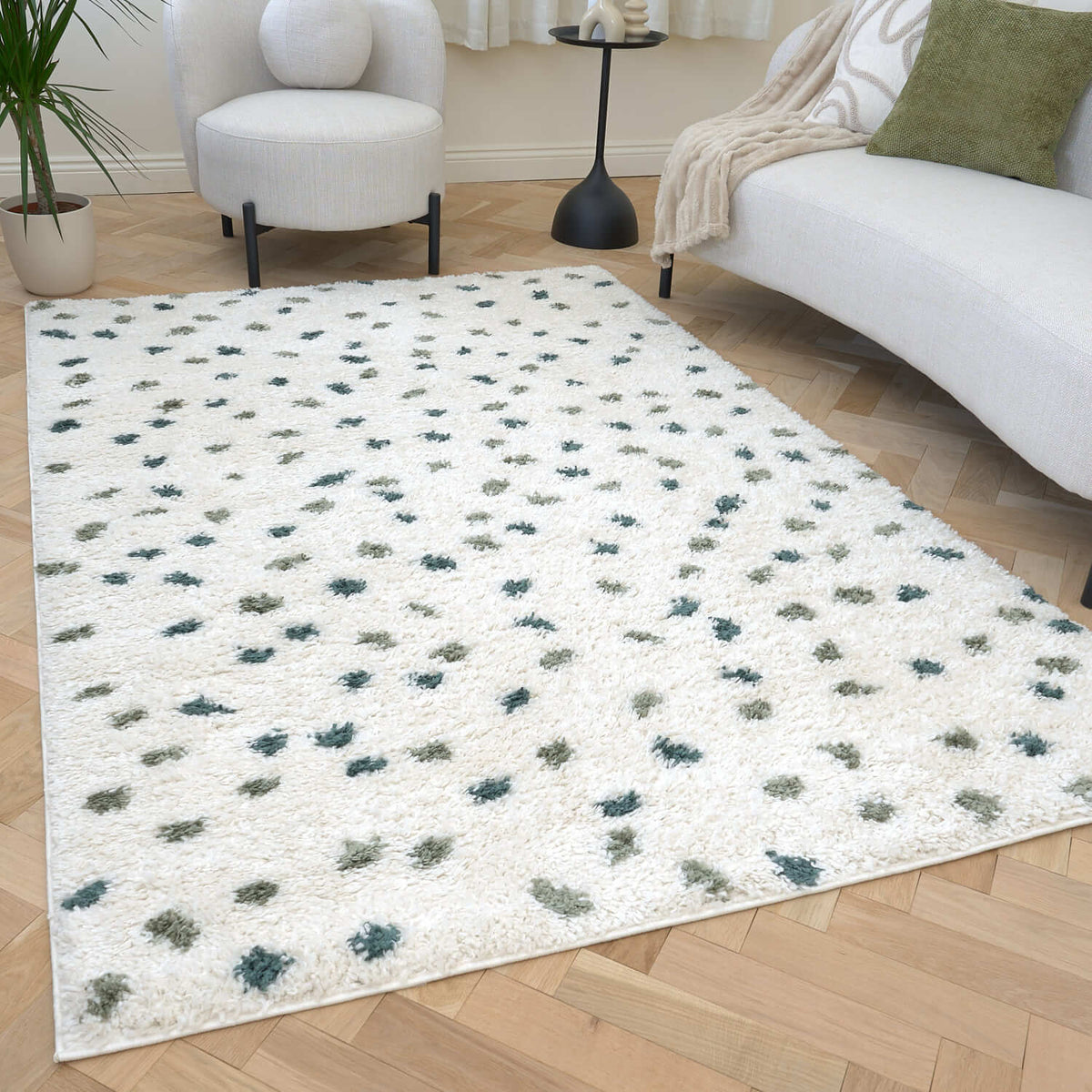 Moodi Shaggy Green Drizzle Rug
