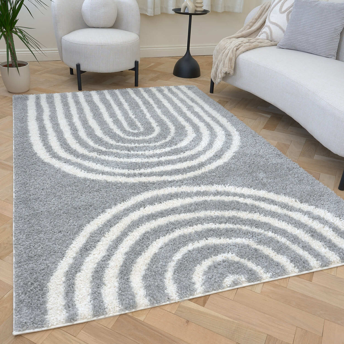 Moodi Shaggy Grey Echo Rug