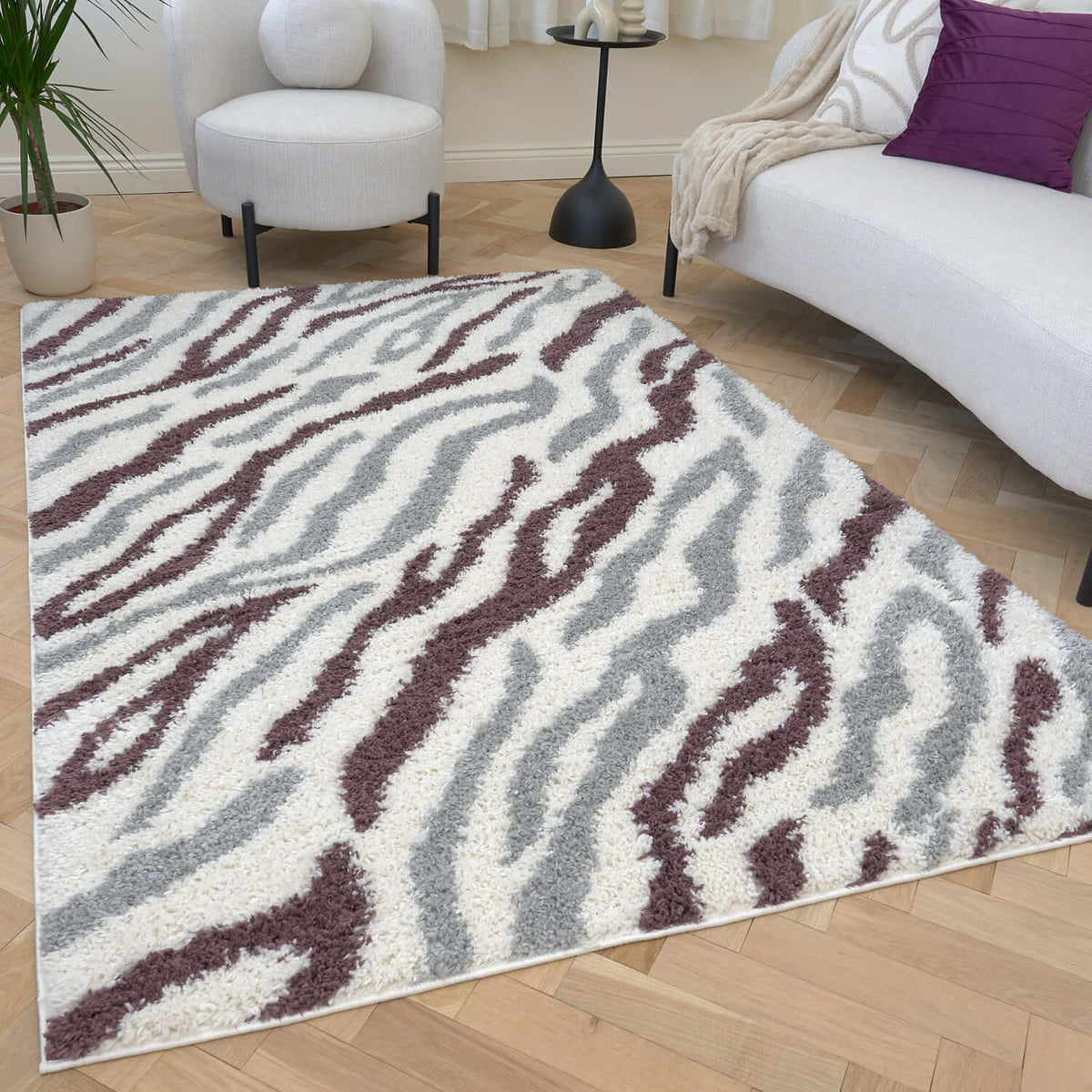 Moodi Shaggy Grey/Purple Mauvine Rug