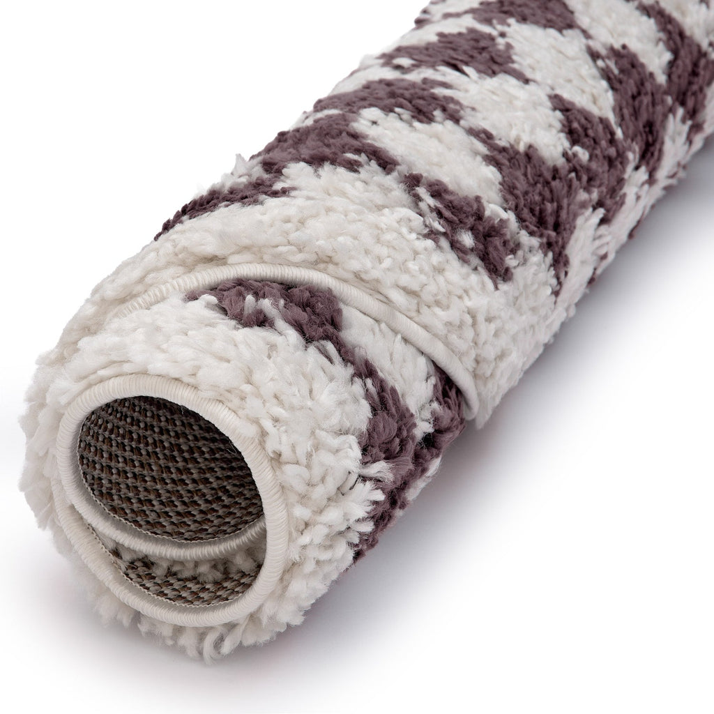 Moodi Shaggy Purple Mosscheck Rug – MOOAZAA