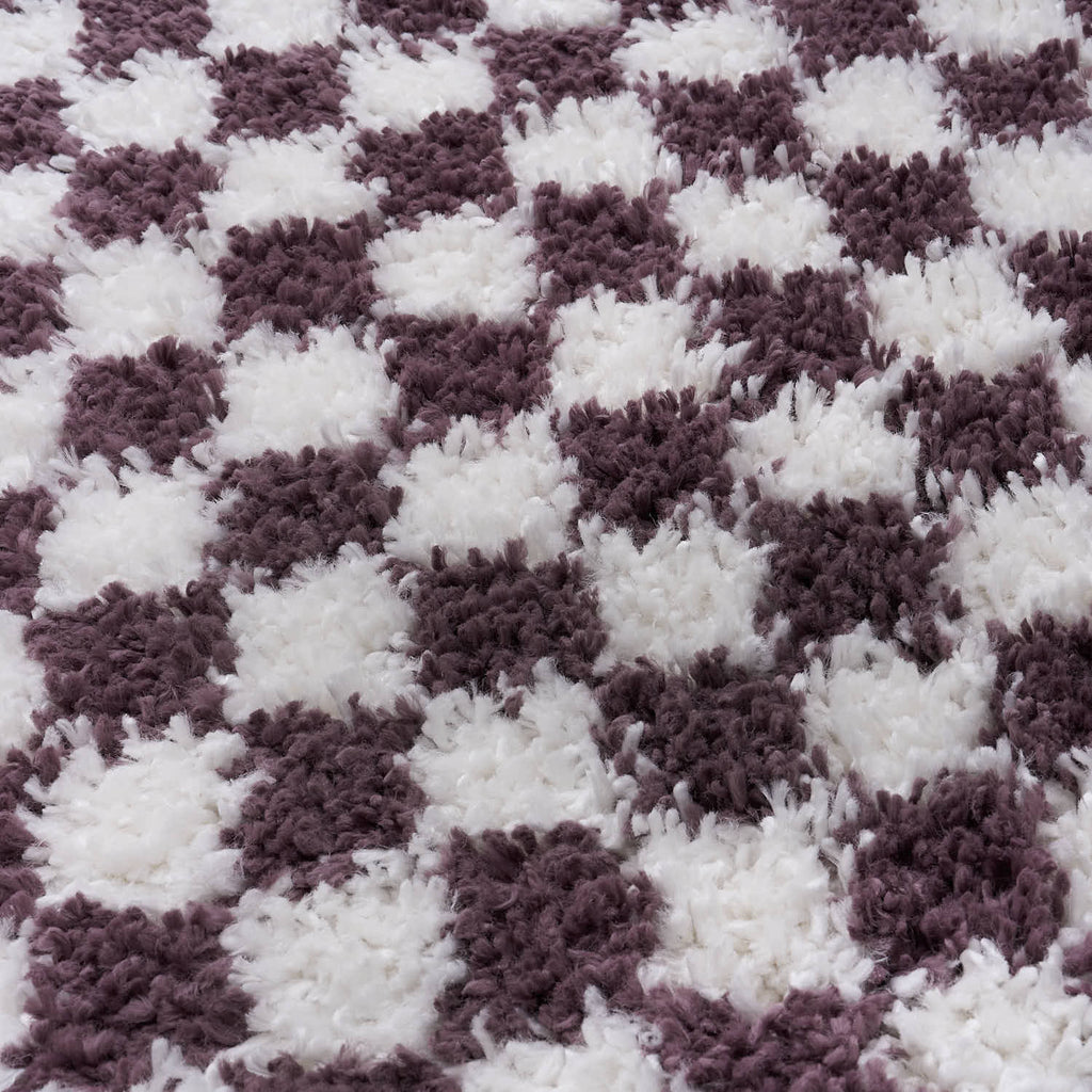 Moodi Shaggy Purple Mosscheck Rug
