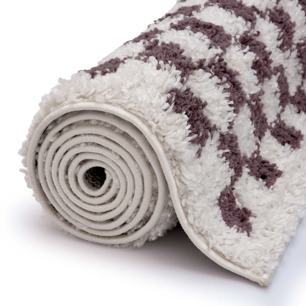 Moodi Shaggy Purple Mosscheck Rug