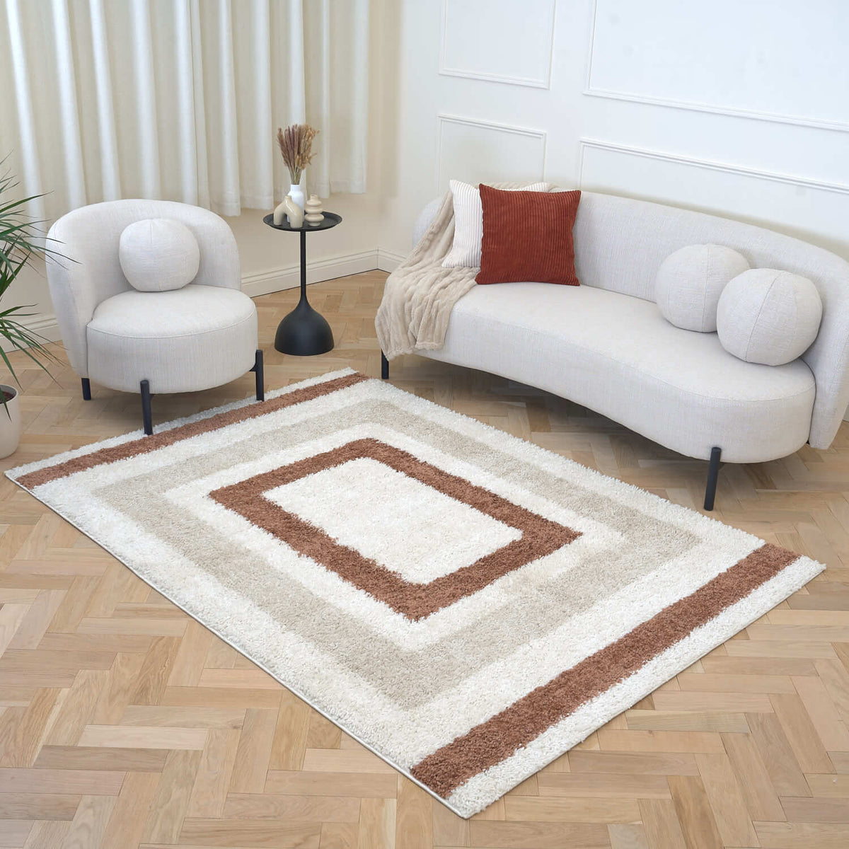 Moodi Shaggy Cream/Terra Slatefern Rug