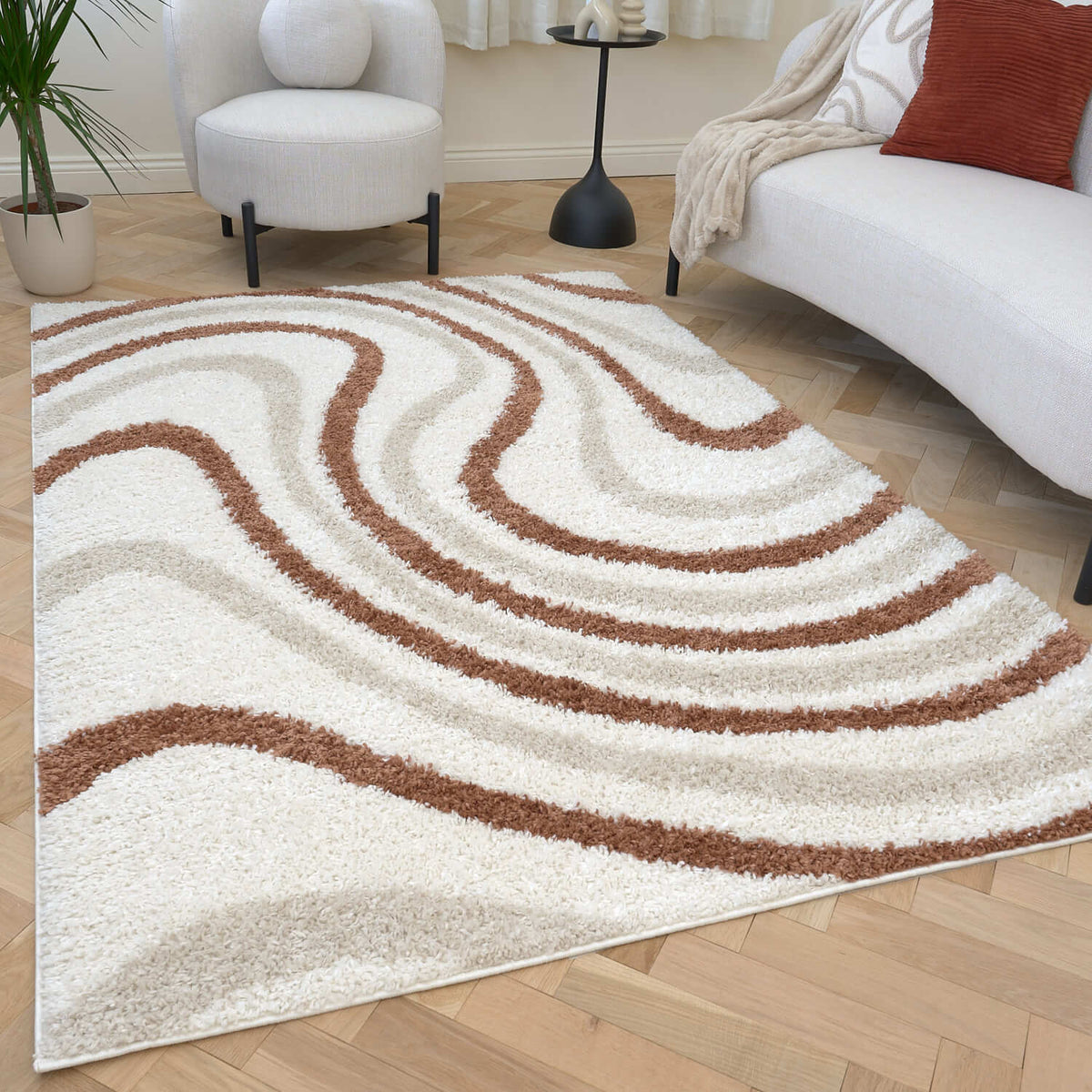Moodi Shaggy Cream/Terra Sunhaze Rug