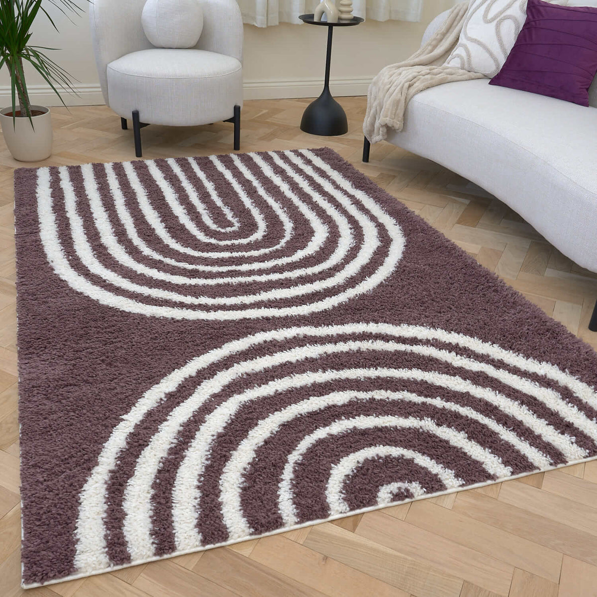 Moodi Shaggy Purple Velvetine Rug