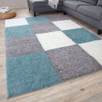 Myshaggy Geometric Duck Egg Blue Rug
