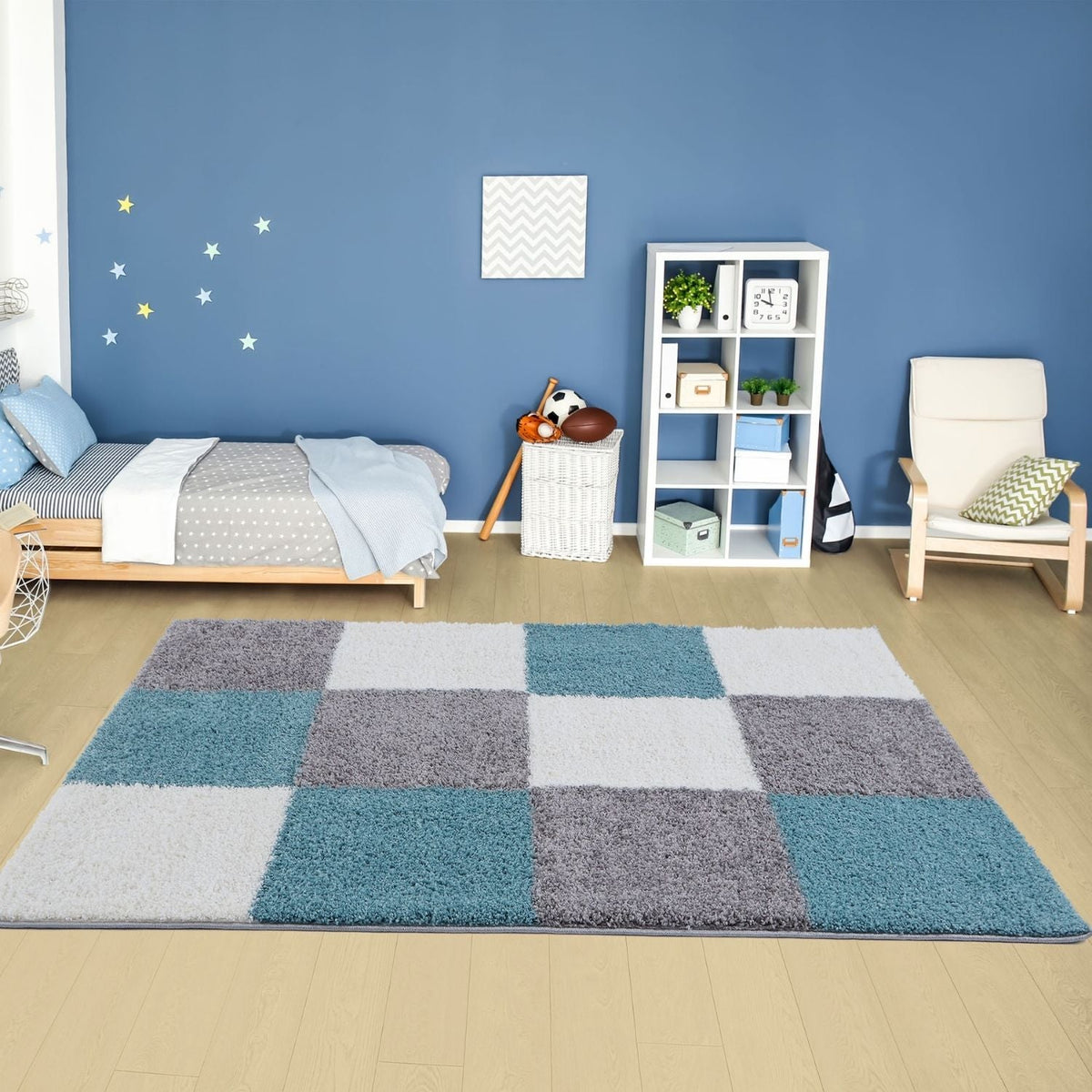 Myshaggy Geometric Duck Egg Blue Rug