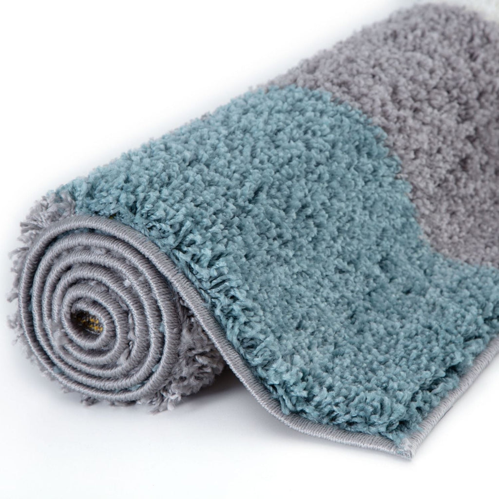Myshaggy Geometric Duck Egg Blue Rug