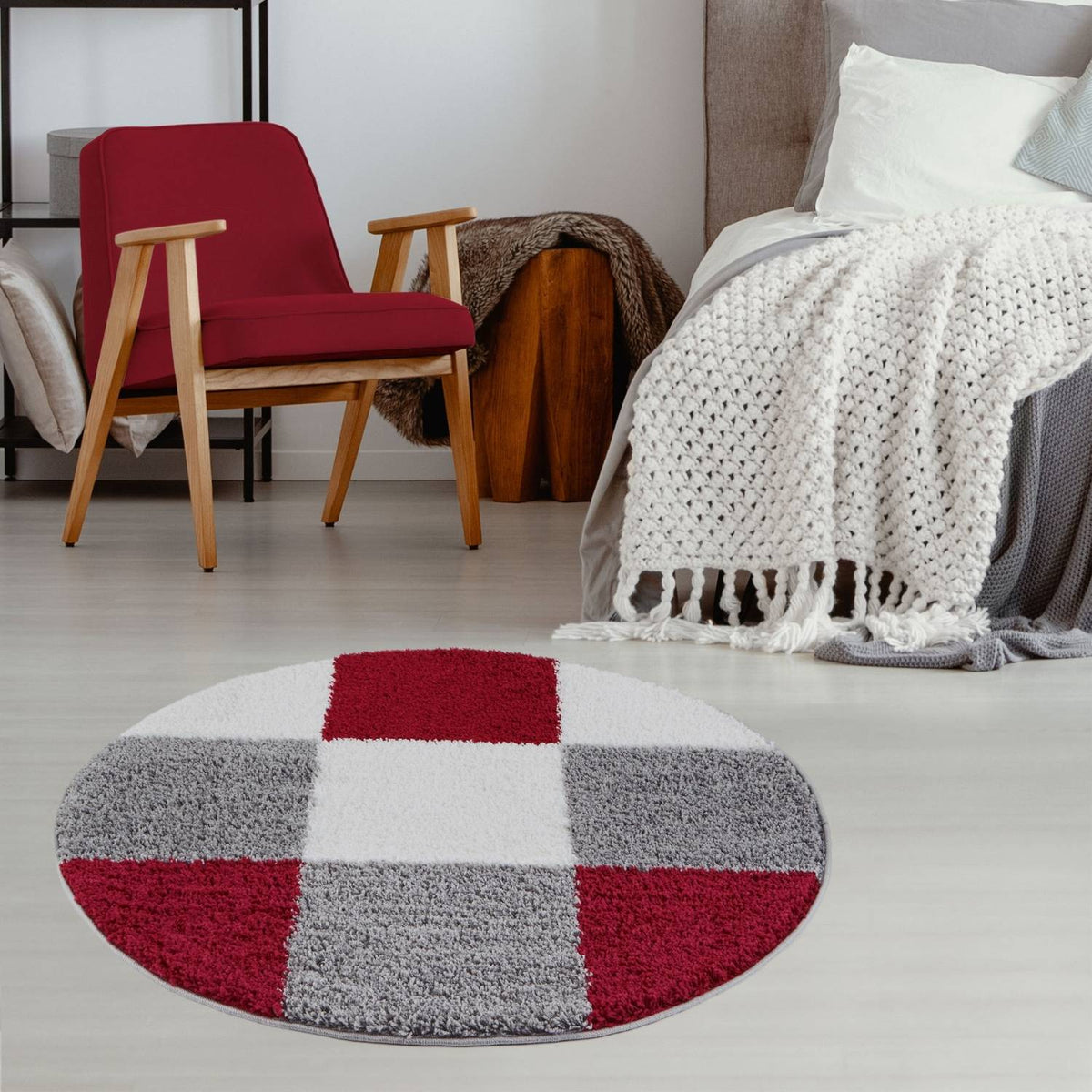 Myshaggy Geometric Red Rug