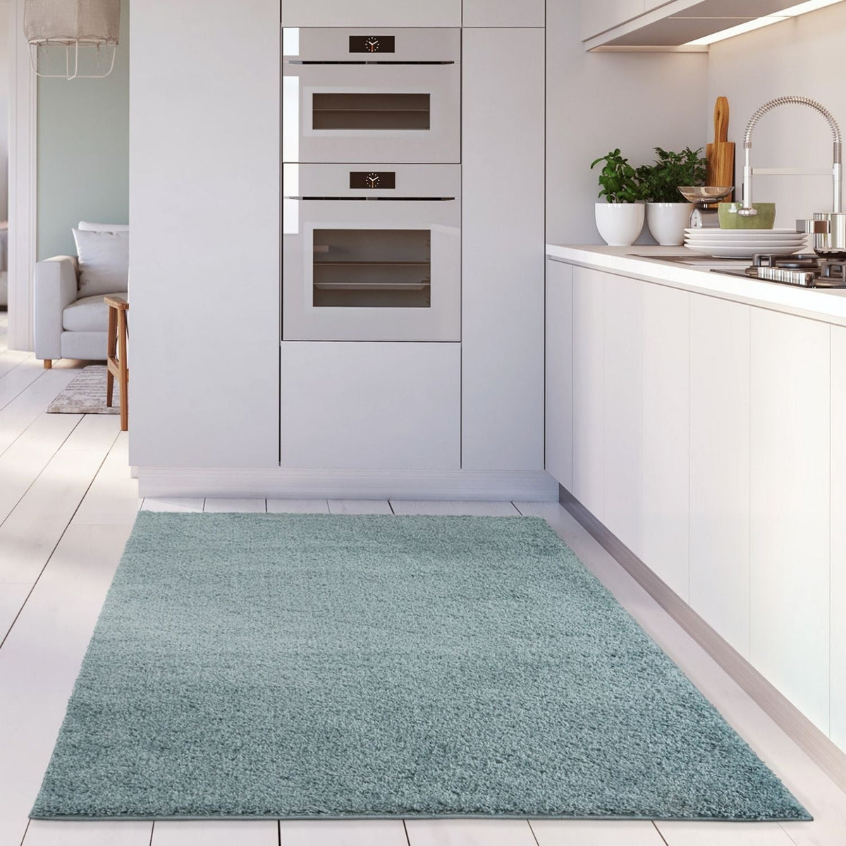 Myshaggy Solid Duck Egg Blue Rug