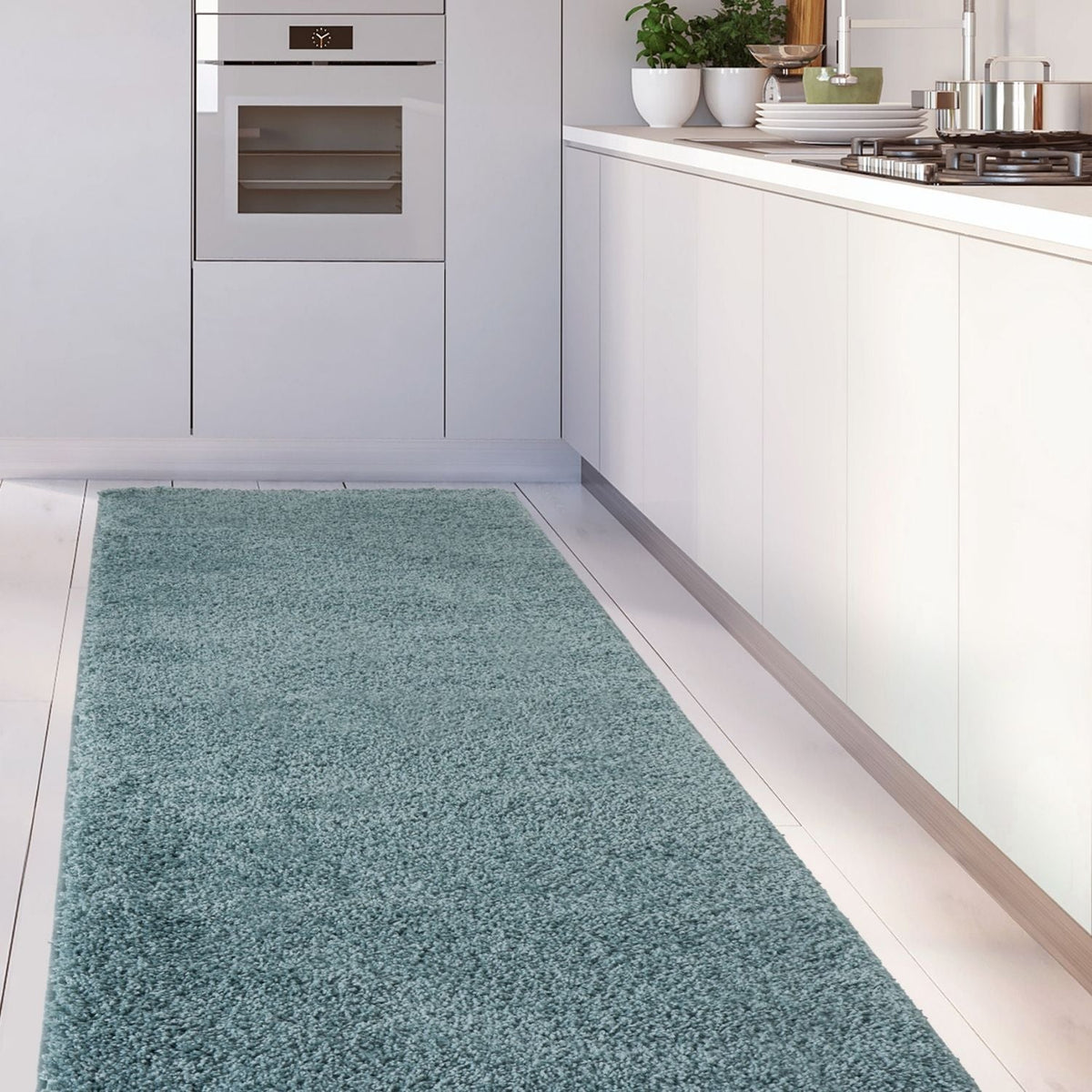 Myshaggy Solid Duck Egg Blue Rug