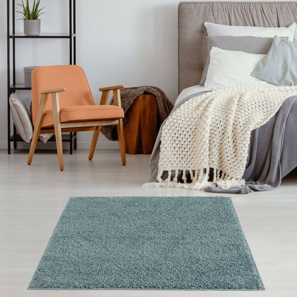 Myshaggy Solid Duck Egg Blue Rug