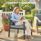 Outsunny Aluminium Garden Furniture Set, 4 Seater Outdoor Patio Furniture with Loveseat, 2 Armchairs, Slatted Table