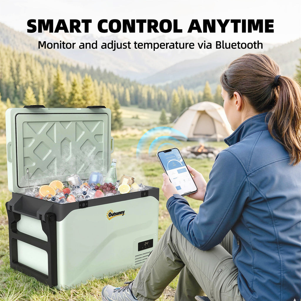 Outsunny 42.5L Compressor Car Fridge Freezer, Camping Refrigerator with App Control, 20℃-20℃