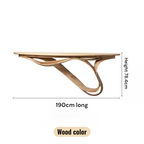 Wooden shelf with measurements on a white background