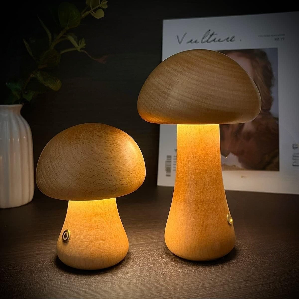 MUSHROOM WOOD LED LAMP