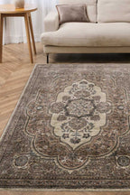 Raja Medallion Vintage Rug – Brown Heritage Elegance