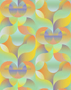 Colorful pattern of interlocking circles on a multicolored background