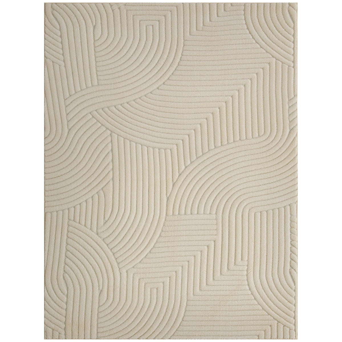 HOMCOM Modern Geometric Rug, Thick Plush, Non-Slip, 160 x 120 cm – Cream, Living Room/Bedroom/Office