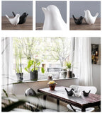 Nordic Ceramic Bird Figurine – Black or White Modern Sculptural Ornament