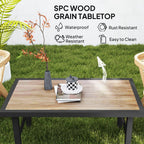 Outsunny Garden Coffee Table with SPC Woodgrain Tabletop
