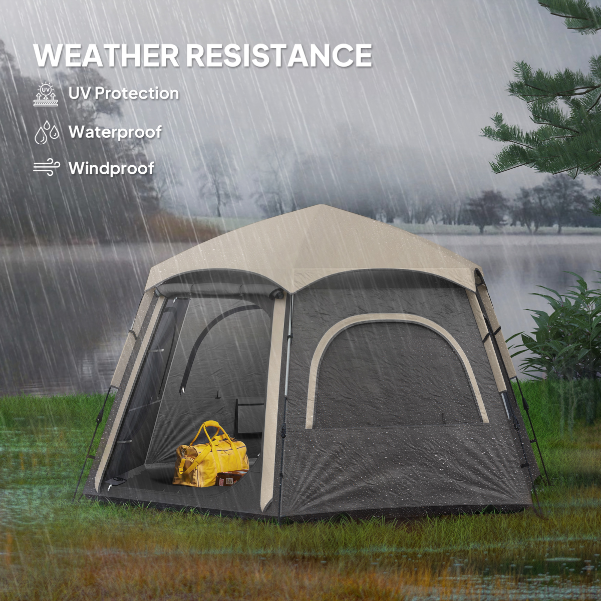Outsunny Instant Camping Tent, 4 Person Easy Setup Dome Tent