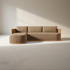 Beige sectional sofa on a white background